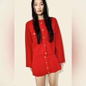 Elegant Red Women's set Jacket & skirt ( RUNS LARGE)